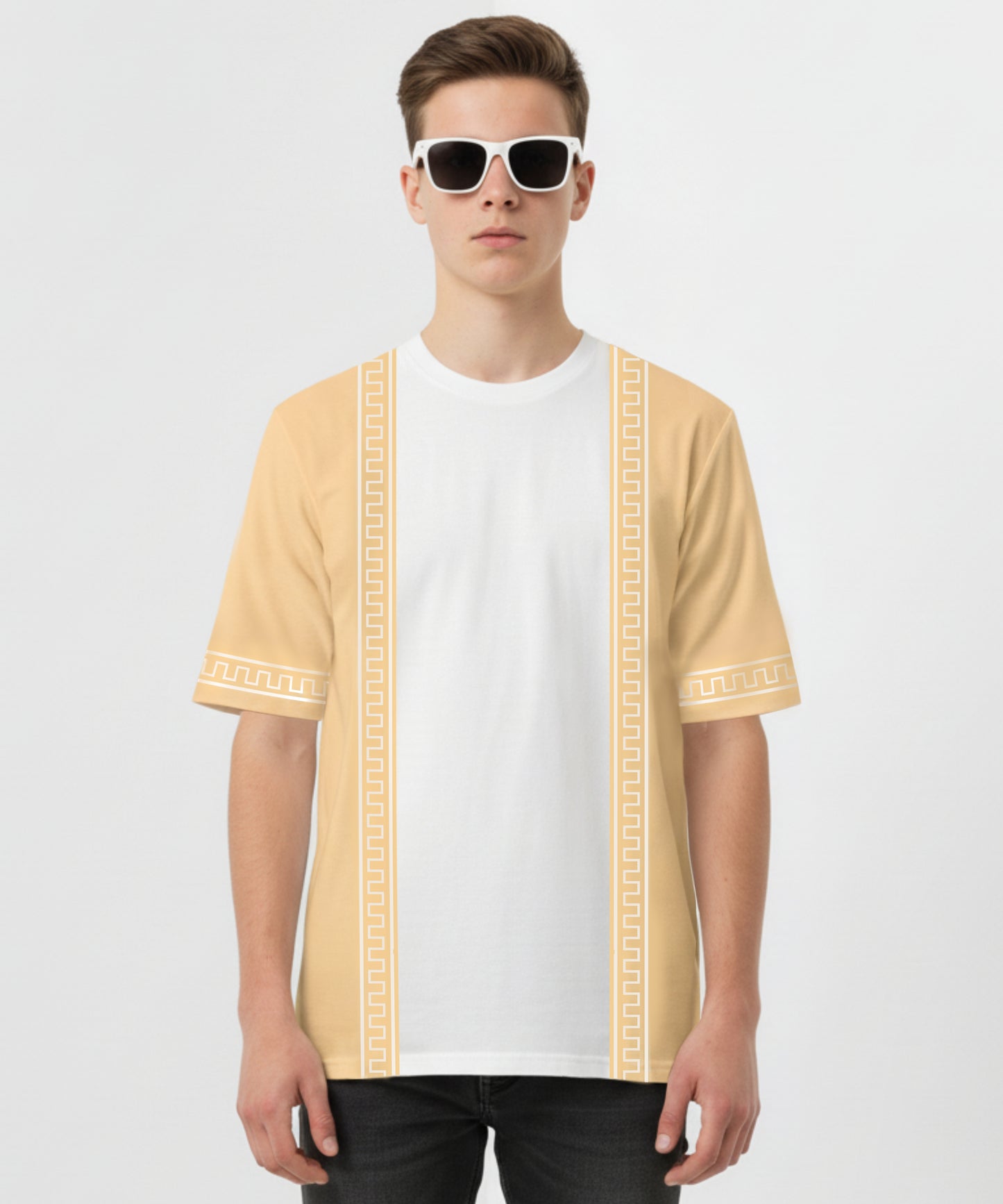 White & Cream colour designed Unisex Oversized Tee