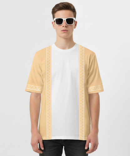 White & Cream colour designed Unisex Oversized Tee
