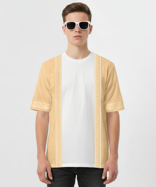 White & Cream colour designed Unisex Oversized Tee