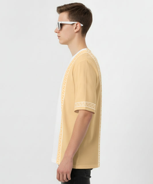 White & Cream colour designed Unisex Oversized Tee