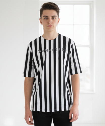 NAMASTEE Zebra lines Unisex Oversized Tee